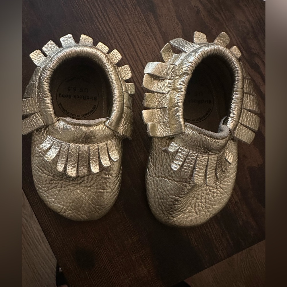 Birdrock Baby Gold Baby Moccasins